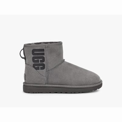 Botas UGG Classic Mini Rubber Logo Mulher Cinzentas | PT-QMKUB